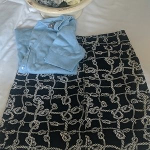 Talbots blue and white skirt